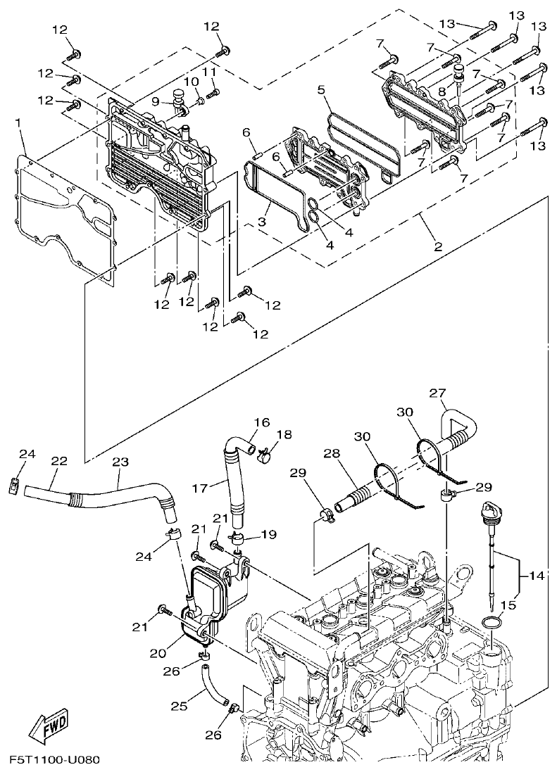 Yamaha VX1050AV OIL COOLER parts diagram